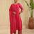 Hot pink hand woven chanderi kurta set