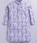 Cotton knit full sleeves all over printed kurta - Purple