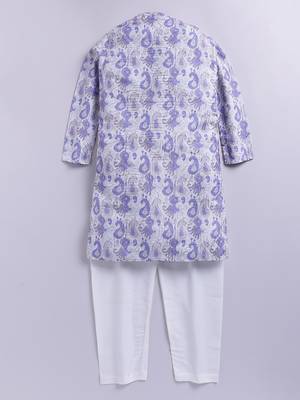 Cotton full sleeves all over printed kurta - Purple 2