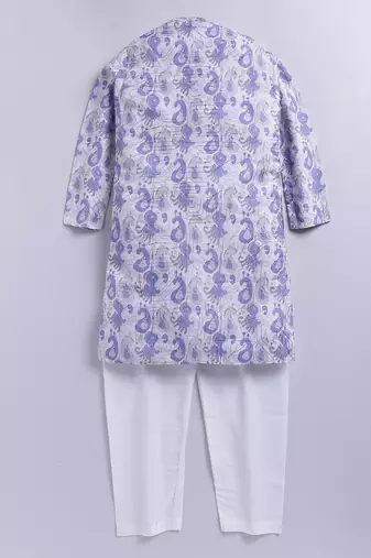 Cotton full sleeves all over printed kurta - Purple