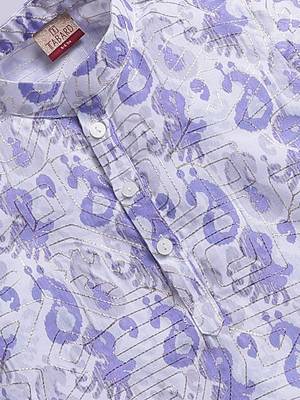 Cotton full sleeves all over printed kurta - Purple 3