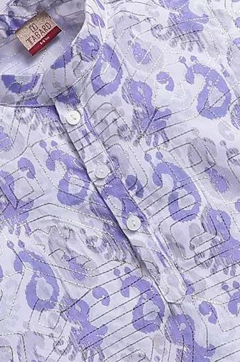 Cotton full sleeves all over printed kurta - Purple