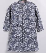 Cotton knit full sleeves all over printed kurta - blue