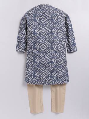 Cotton knit full sleeves all over printed kurta - blue 2