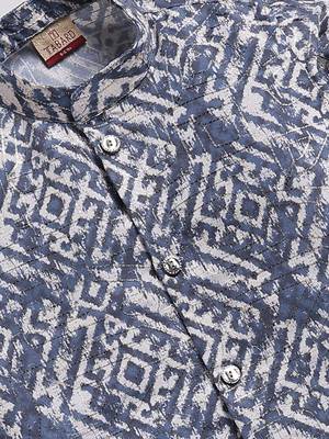 Cotton knit full sleeves all over printed kurta - blue 3