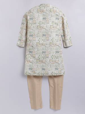 Cotton full sleeves all over printed kurta - green 2