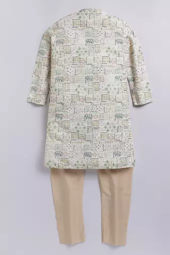 Cotton full sleeves all over printed kurta - green
