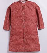Cotton knit full sleeves all over printed kurta - rust