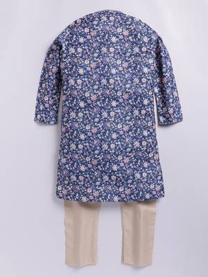 Cotton knit full sleeves all over printed kurta - blue 2