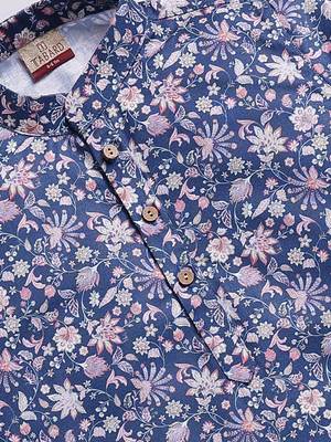 Cotton knit full sleeves all over printed kurta - blue 3