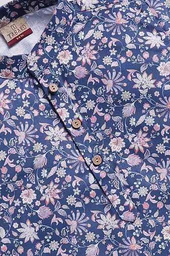 Cotton knit full sleeves all over printed kurta - blue