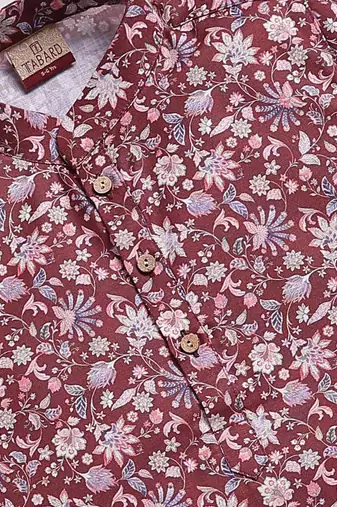 Cotton knit full sleeves all over printed kurta - maroon