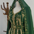 Green Embroidered Stitched Kaftan with Golden Thread Work and Belt