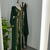 Green Embroidered Stitched Kaftan with Golden Thread Work and Belt