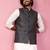 grey imported suiting nehru jacket - wedding jacquard ethnic wear
