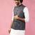grey imported suiting nehru jacket - wedding jacquard ethnic wear