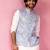grey monty jacquard nehru jacket - wedding abstract pattern ethnic wear