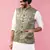 mehendi green monty jacquard nehru jacket - wedding abstract ethnic wear
