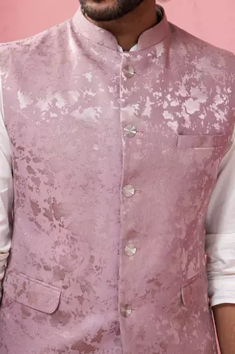 onion monty jacquard nehru jacket - wedding abstract pattern ethnic wear