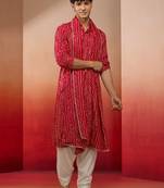 falsa bandhani print kurta set - 3 piece traditional outfit with patiala & dupatta