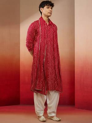 falsa bandhani print kurta set - 3 piece traditional outfit with patiala & dupatta 3