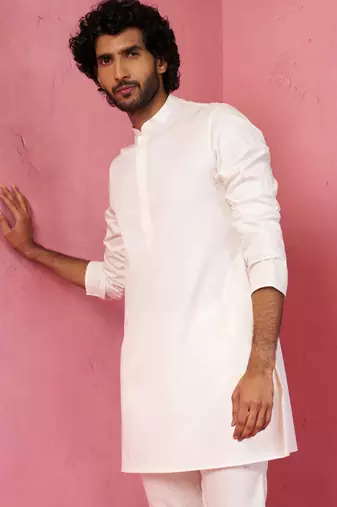 cream fine satin kurta - premium wedding ethnic wear