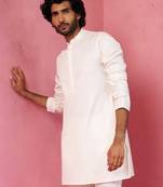 cream fine satin kurta - premium wedding ethnic wear