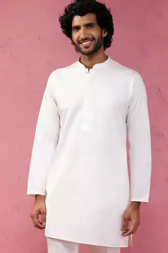 cream fine satin kurta - premium wedding ethnic wear