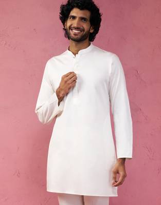 cream fine satin kurta - premium wedding ethnic wear 4