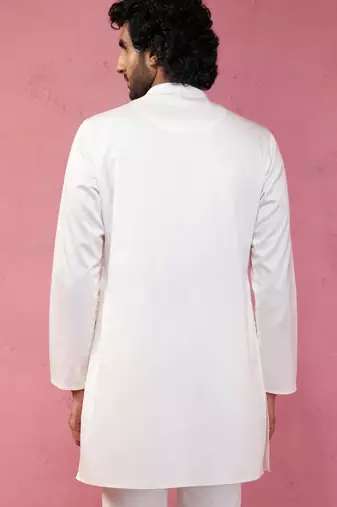 cream fine satin kurta - premium wedding ethnic wear