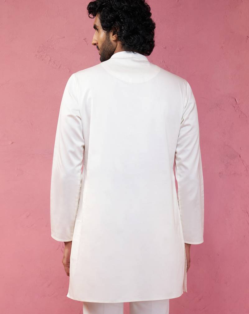 cream fine satin kurta - premium wedding ethnic wear