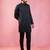 black fine satin kurta set with matching pant - formal ethnic set