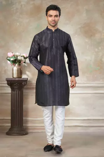 Blue colour premium silk digital print kurta pajama menswear collection