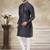 Blue colour premium silk digital print kurta pajama menswear collection