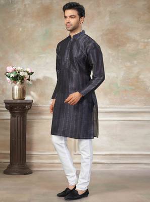 Peach colour premium silk digital print kurta pajama menswear collection 1