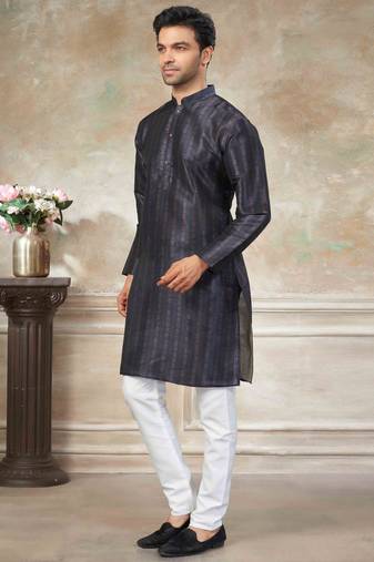 Peach colour premium silk digital print kurta pajama menswear collection