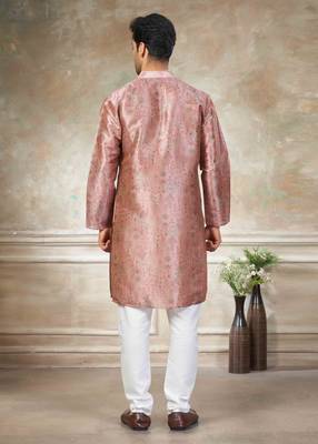 Pink colour premium silk digital print kurta pajama menswear collection 2