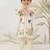 off white rayon animal print kurta with cream pyjama - festive set