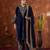 Blue color velvet silk embroidery work party wear suit- full stitched free size