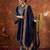 Blue color velvet silk embroidery work party wear suit- full stitched free size