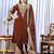 Brown color velvet silk embroidery work party wear suit - full stitched free size