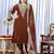 Brown velvet silk embroidery work party wear suit - full  free size