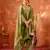 Green velvet silk embroidery work party wear suit - full  free size