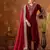 Red velvet silk embroidery work party wear suit- full  free size
