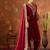 Red color velvet silk embroidery work party wear suit- full stitched free size