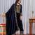 Blue color velvet designer embroidery work party wear suit- full stitched free size