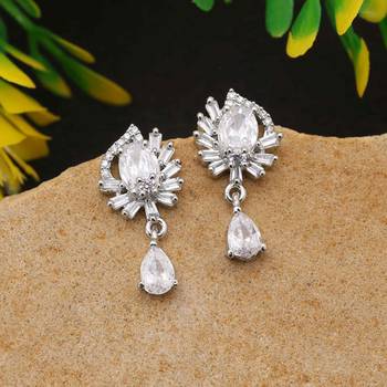 Silver color american diamond earrings 1