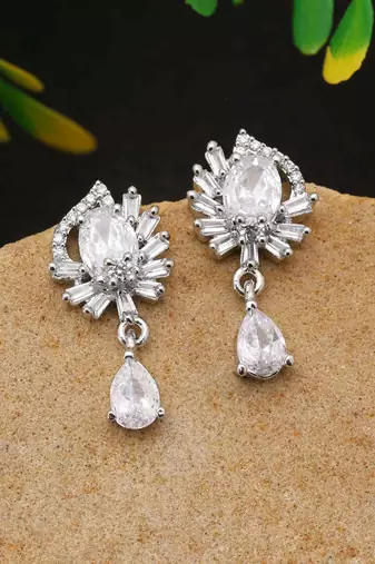 Silver color american diamond earrings