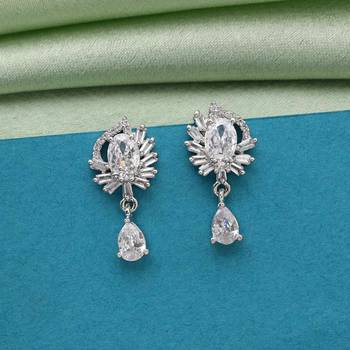 Silver color american diamond earrings 2