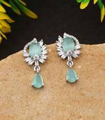 Pista green color american diamond earrings